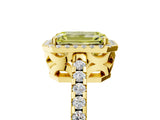 Yellow gold Fancy Yellow Emerald Cut Diamond Halo Engagement Ring with Pavé Band and Prong Setting_32