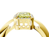 Yellow gold Fancy Yellow Emerald  Cut Diamond Halo Engagement Ring with Split Shank and Four-Prong Setting_94