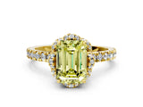 Yellow gold Fancy Yellow Emerald Cut Diamond Halo Pave Band with Four-Prong Setting_3