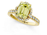 Yellow gold Fancy Yellow Emerald Cut Diamond Halo Pave Band with Four-Prong Setting_4