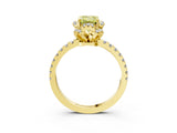 Yellow gold Fancy Yellow Emerald Cut Diamond Halo Pave Band with Four-Prong Setting_6