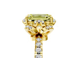 Yellow gold Fancy Yellow Emerald Cut Diamond Halo Pave Band with Four-Prong Setting_8