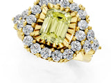 Yellow gold Fancy Yellow Emerald Cut Diamond Halo Ring with Pavé Band and Four-Prong Setting_41