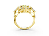 Yellow gold Fancy Yellow Emerald Cut Diamond Halo Ring with Pavé Band and Four-Prong Setting_43