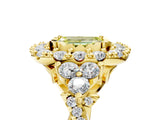 Yellow gold Fancy Yellow Emerald Cut Diamond Halo Ring with Pavé Band and Four-Prong Setting_45