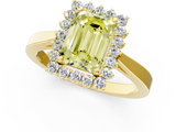 Yellow gold Fancy Yellow Emerald  Cut Diamond Halo Ring with Round Brilliant Halo and Solitaire Band_87