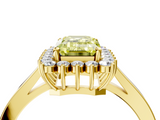 Yellow gold Fancy Yellow Emerald  Cut Diamond Halo Ring with Round Brilliant Halo and Solitaire Band_90