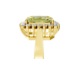 Yellow gold Fancy Yellow Emerald  Cut Diamond Halo Ring with Round Brilliant Halo and Solitaire Band_91