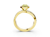 Yellow gold Fancy Yellow Emerald Cut Diamond Halo Ring with Round Split Shank and Prong Setting_39