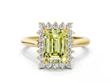 Yellow gold Fancy Yellow Emerald  Cut Diamond Halo Ring with Solitaire Band and Prong Setting_53