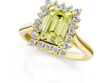 Yellow gold Fancy Yellow Emerald  Cut Diamond Halo Ring with Solitaire Band and Prong Setting_54