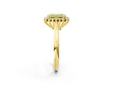 Yellow gold Fancy Yellow Emerald  Cut Diamond Halo Ring with Solitaire Band and Prong Setting_55