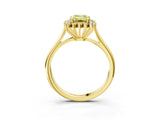 Yellow gold Fancy Yellow Emerald  Cut Diamond Halo Ring with Solitaire Band and Prong Setting_56