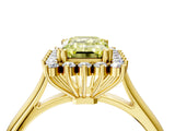 Yellow gold Fancy Yellow Emerald  Cut Diamond Halo Ring with Solitaire Band and Prong Setting_57
