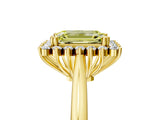 Yellow gold Fancy Yellow Emerald  Cut Diamond Halo Ring with Solitaire Band and Prong Setting_58