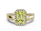 Yellow gold Fancy Yellow Emerald Cut Diamond Halo Split Shank Engagement Ring_39