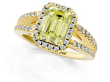 Yellow gold Fancy Yellow Emerald Cut Diamond Halo Split Shank Engagement Ring_40