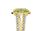 Yellow gold Fancy Yellow Emerald Cut Diamond Halo Split Shank Engagement Ring_44