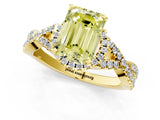 Yellow gold Fancy Yellow Emerald Cut Diamond  Halo Twist Band Solitaire Prong Setting Ring_49