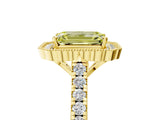 Yellow gold Fancy Yellow Emerald  Cut Diamond Milgrain Floral Halo Engagement Ring with Pavé Band_20