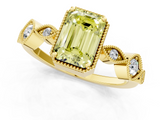 Yellow gold Fancy Yellow Emerald  Cut Diamond Milgrain Marquise Band with Prong Setting_4