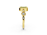 Yellow gold Fancy Yellow Emerald  Cut Diamond Milgrain Marquise Band with Prong Setting_5