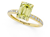Yellow gold Fancy Yellow Emerald  Cut Diamond Pavé Band Ring with Four-Prong Setting_23