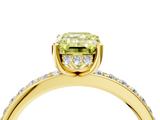Yellow gold Fancy Yellow Emerald  Cut Diamond Pavé Band Ring with Four-Prong Setting_26