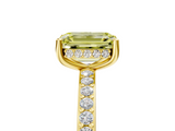 Yellow gold Fancy Yellow Emerald  Cut Diamond Pavé Band Ring with Four-Prong Setting_27