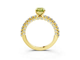 Yellow gold Fancy Yellow Emerald Cut Diamond Pavé Band Solitaire Ring with Prong Setting_47