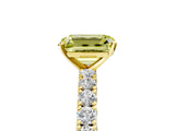 Yellow gold Fancy Yellow Emerald Cut Diamond Pavé Band Solitaire Ring with Prong Setting_49