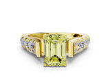 Yellow gold Fancy Yellow Emerald  Cut Diamond Pavé Band Solitaire with Four-Prong Setting_15