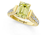 Yellow gold Fancy Yellow Emerald  Cut Diamond Pavé Band Solitaire with Four-Prong Setting_16