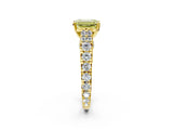 Yellow gold Fancy Yellow Emerald  Cut Diamond Pavé Band Solitaire with Four-Prong Setting_17