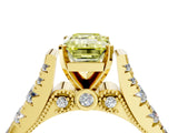 Yellow gold Fancy Yellow Emerald  Cut Diamond Pavé Band Solitaire with Four-Prong Setting_19