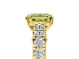 Yellow gold Fancy Yellow Emerald  Cut Diamond Pavé Band Solitaire with Four-Prong Setting_20