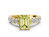 Yellow gold Fancy Yellow Emerald  Cut Diamond Pavé Band Solitaire with Four-Prong Setting_3