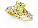 Yellow gold Fancy Yellow Emerald  Cut Diamond Pavé Band Solitaire with Four-Prong Setting_4
