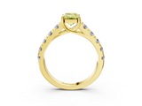 Yellow gold Fancy Yellow Emerald  Cut Diamond Pavé Band Solitaire with Four-Prong Setting_6