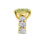 Yellow gold Fancy Yellow Emerald  Cut Diamond Pavé Band Solitaire with Four-Prong Setting_8