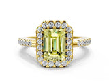 Yellow gold Fancy Yellow Emerald Cut Diamond Pavé Halo Ring with Four-Prong Setting_36
