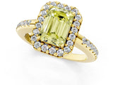 Yellow gold Fancy Yellow Emerald Cut Diamond Pavé Halo Ring with Four-Prong Setting_37