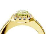 Yellow gold Fancy Yellow Emerald Cut Diamond Pavé Halo Ring with Four-Prong Setting_40