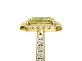 Yellow gold Fancy Yellow Emerald Cut Diamond Pavé Halo Ring with Four-Prong Setting_41