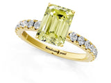 Yellow gold Fancy Yellow Emerald Cut Diamond Pavé Solitaire Engagement Ring with Four-Prong Setting_86