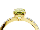 Yellow gold Fancy Yellow Emerald Cut Diamond Pavé Solitaire Engagement Ring with Four-Prong Setting_89