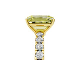Yellow gold Fancy Yellow Emerald Cut Diamond Pavé Solitaire Engagement Ring with Four-Prong Setting_90