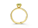 Yellow gold Fancy Yellow Emerald Cut Diamond Pavé Solitaire Ring with Round Band and Prong Setting_15