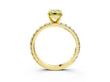 Yellow gold Fancy Yellow Emerald Cut Diamond Pavé Solitaire Ring with Round Band and Prong Setting_27