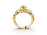 Yellow gold Fancy Yellow Emerald Cut Diamond Pave Art Deco Split Shank Ring with Four-Prong Setting_3